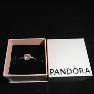 Pandora Silver Ring with Sparkling Clear Stone